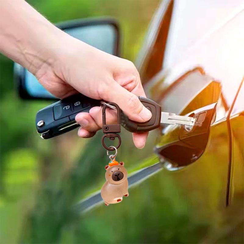 1PC Keychain Kawaii Night Glow Creative Luminous Cute Capybara DIY Accessory Reward Children Decor 6.6*1.8cm