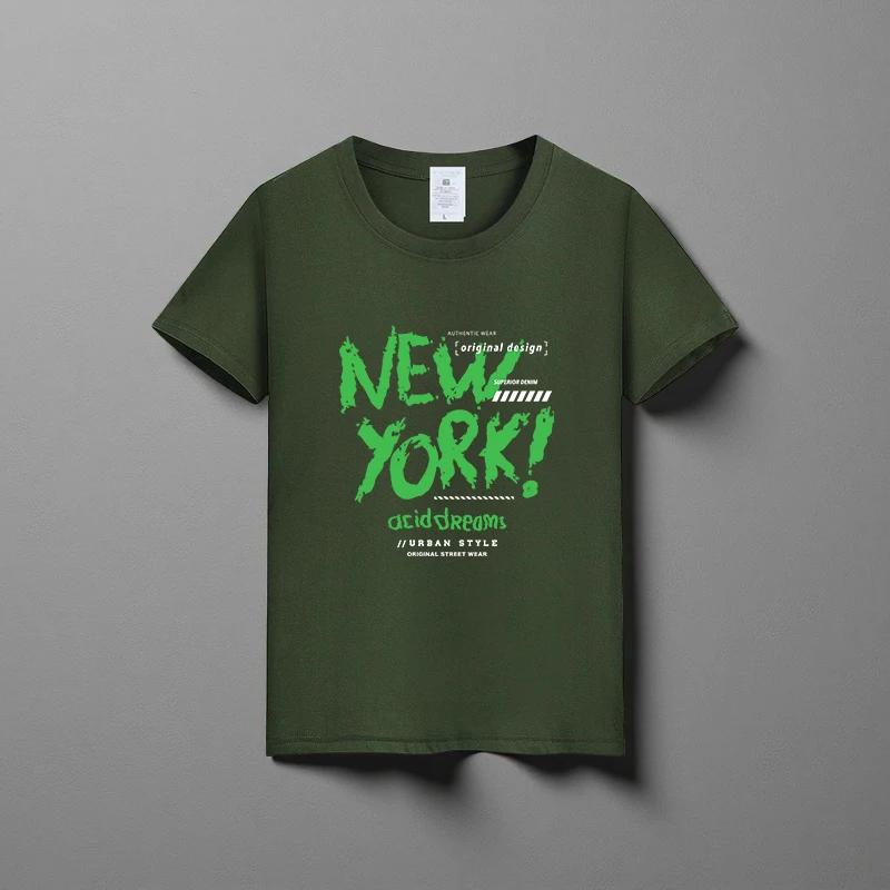 Letní nové unisex všestranné tričko z čisté bavlny módní ležérní top s kulatým výstřihem prodyšné volný střih potisk krátký rukáv