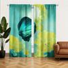 Watercolor Art Curtains 2pcs – Bold Blue and Yellow Abstract Design, Contemporary Window Decor for Home and Art Lovers