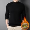 Men's Fleece-Lined Sweater with Half-High Neck, Soft & Close-Fitting, Thick Imitation Mink Knitwear for Middle-Aged & Young Men