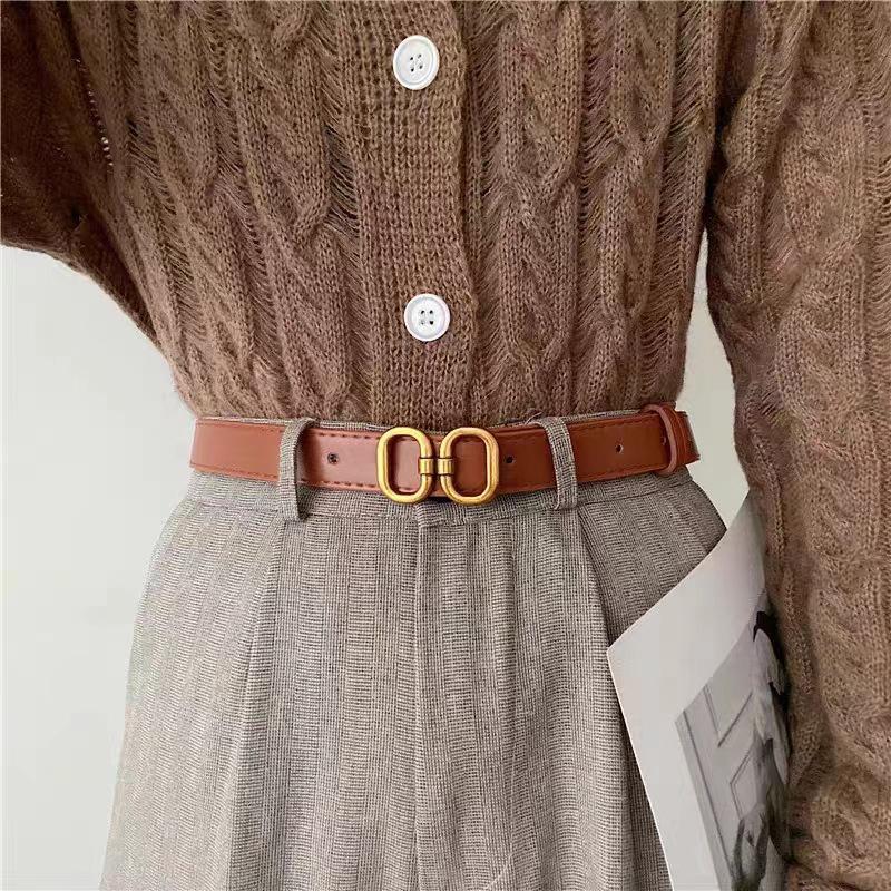 Pu Leather Belt For Women Metal Buckle Waist Strap Female Jeans Dress Trouser All-Match Decorative Waistband