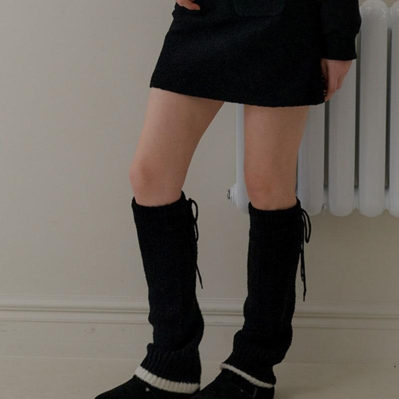 YUPPE COLOR KNIT LEG WARMER_BLACK