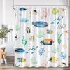Nautical Cartoon Shower Curtain Tropical Fish Starfish Shell Seaweed Coral Underwater Bathroom Decoration Polyester Bath Curtain