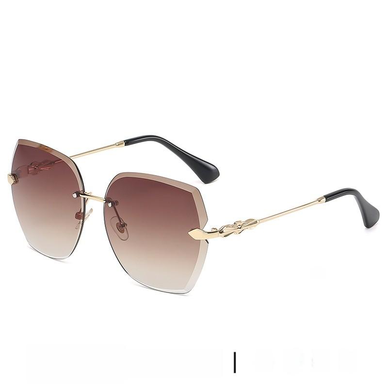 Frameless Polygon Sunglasses For Women Uv400 Protection With Gradient Pink Lenses For Travel And Fashion