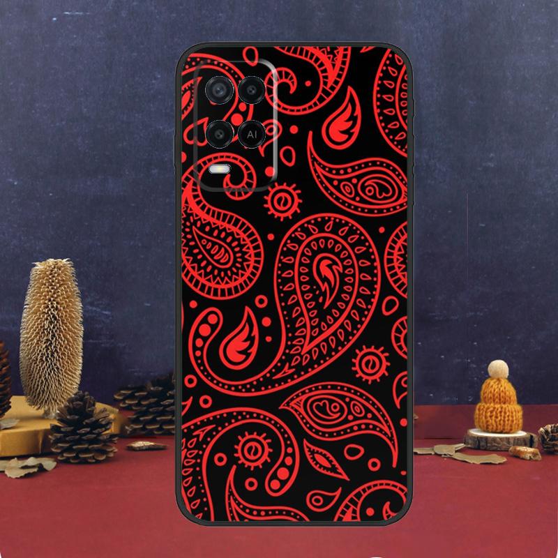 Black Bandana Paisley Case For Oppo A16 A76 A96 A17 A57 A40 A60 A80 A98 A58 A78 A18 A38 A54 A74 A94 A15 A5 A6 Pro