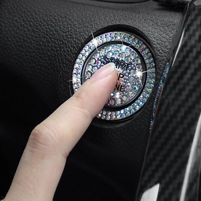 1PC Auto Dekorationen Auto Zubehör Strass Universal Kristall Start Stop Zündung Push-Schalter Abdeckung