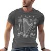 Harp Vintage Patent Harpist Drawing Print T-Shirt cotton t shirts man 100% printed t shirts for man man t shirts for men T-Shirt
