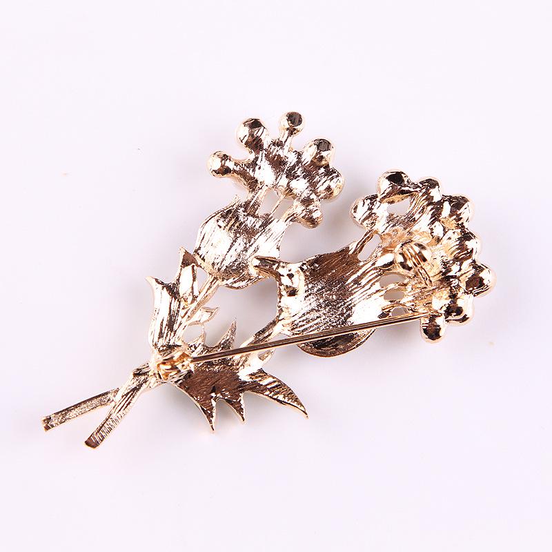 Fashion Pearl Double Bouquet Brooch Women's Suit Pin Ethnic Style Exquisite Hypoallergenic Light Luxury Enamel Long-lasting Color BFF Gift