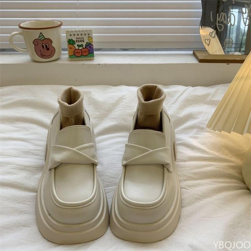 Fashion New Thick soled Fashionable Sweet Cool White Single Shoes Versatile Casual Daily Simple Women's Leather Shoes
