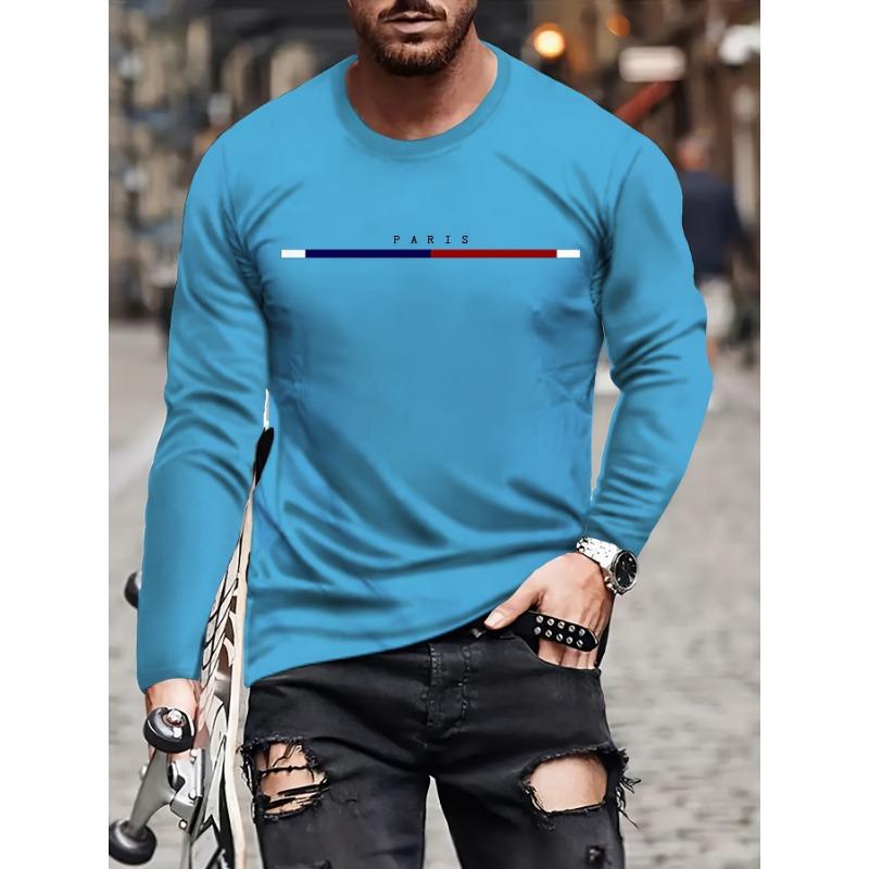 

Градиентный буквенный принт мужская футболка с длинным рукавом повседневный уличный топ с круглым вырезом модный повседневный свитер с длинным рукавом осенняя мужская одежда 5XL