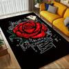 1pc Rose Tattoo Themed Rug for Home Decor, Non-slip Office Carpet, Chair Mat, Outdoor Mat, Christmas and Halloween Gifts-0731058