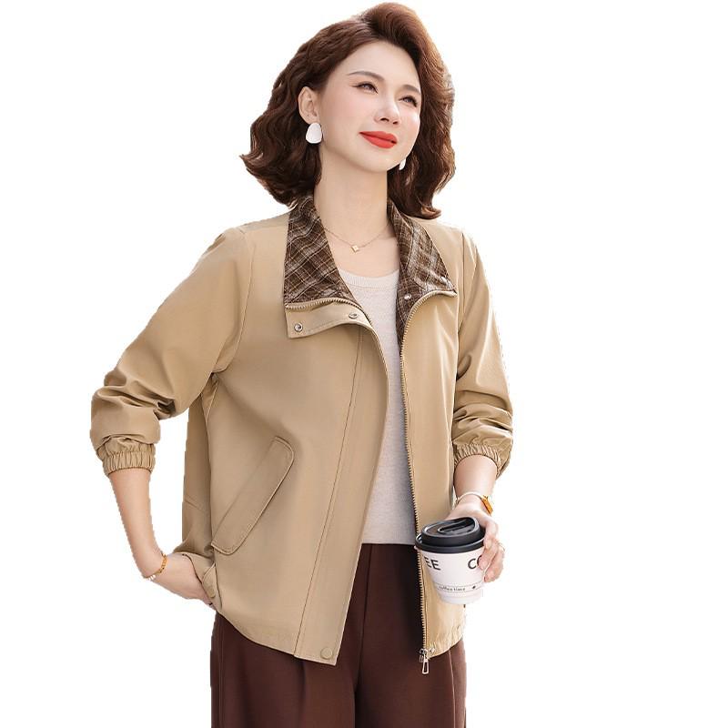 Lapel Spring Jacket for Women 50+: Casual Long Sleeve Outfit for Middle-Aged & Elderly