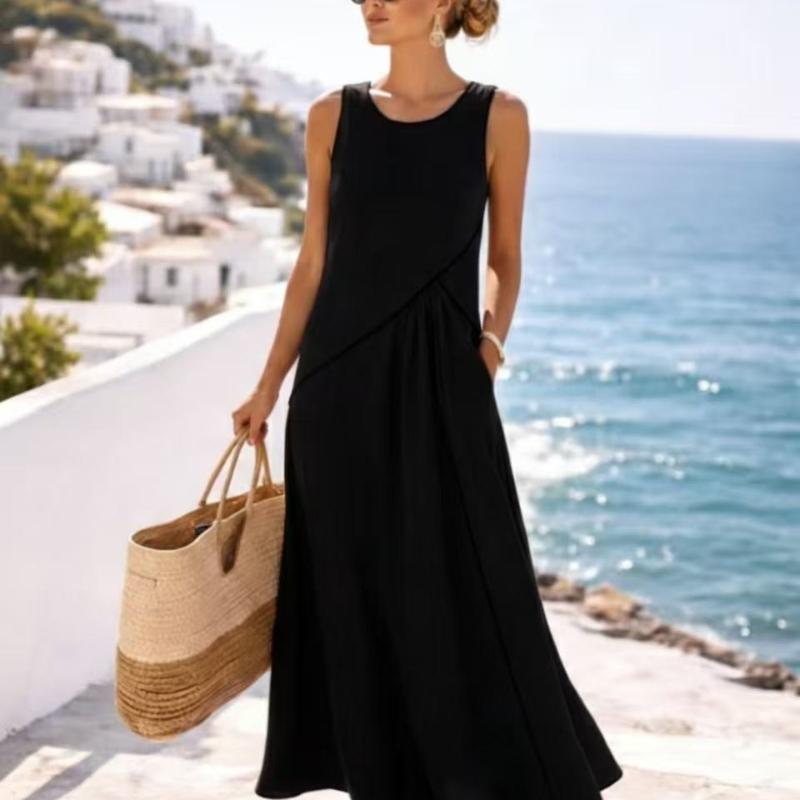 Women'S Summer Dress, Round Neckline, Sleeveless Suitable for Women