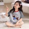 Girls Cartoon Print Short Sleeve Cotton Pajama Set Sleepwear Comfortable Home Outfit Ages 8