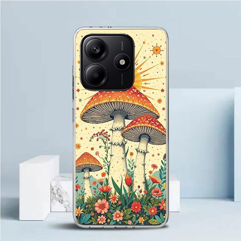 Boho Hippy Mushroom Sunrise Soft Cover for Xiaomi Redmi Note 15 14 13 12 Pro Plus Phone Case 14S 11S 11T 11E 10S 10 4G Pattern S