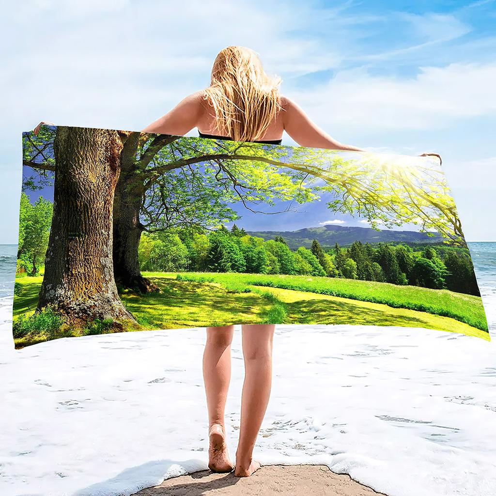 Forest Series Seaside Vacation Beach Towel Swimming Bath Towel Microfiber Sports Towel