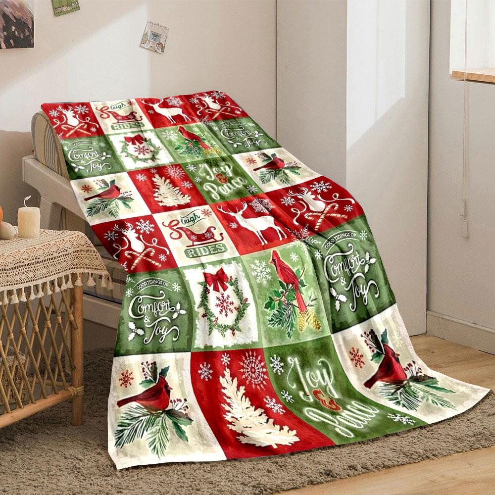 Christmas Reindeer Cardinal Blanket bedroom Blanket for Livingroom Couch lunch break Soft throw for Friend's festival Gift