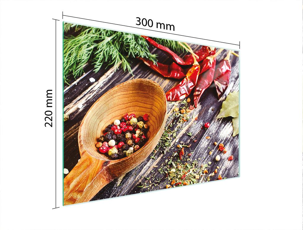 SZKLANA DESKA DO KROEJNIA 30x22 PRZYPRAWY