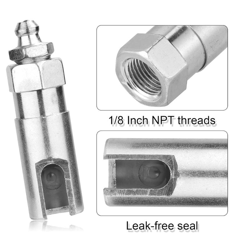 Grease Adapter Fitting Kit 90 Degree Coupler With Needle Nozzle Suitable For 1/8 NPT Grease Guns Universal Compatibility