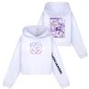 Kids' Long Sleeve Loose Pullover Letter Print Drawstring Hooded Sweatshirt