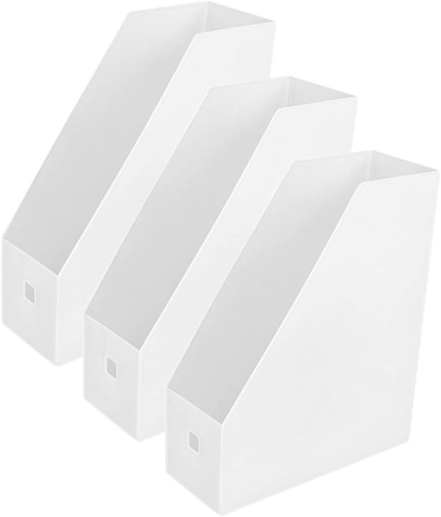 3Pcs Plastic File Document Box Storage Organizer Magazine Holder Vertical for Office