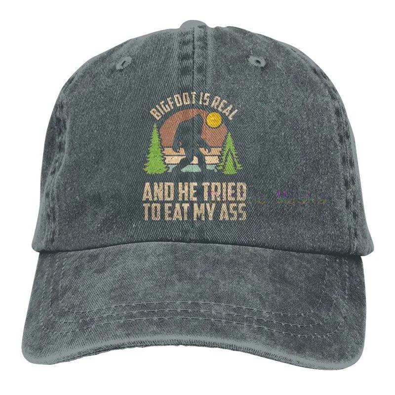 Bigfoot istnieje naprawdę i próbował zjeść mi tyłek Czapka baseballowa Unisex Vintage Czapka typu trucker Regulowane kapelusze kowbojskie dla mężczyzn i kobiet