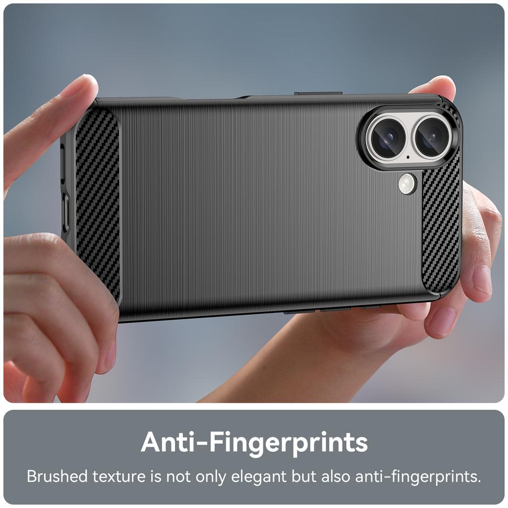 For iPhone 16 Case with Screen Film WANLONFENG LS Series Big Lens Hole Brushed Texture TPU Phone Cover