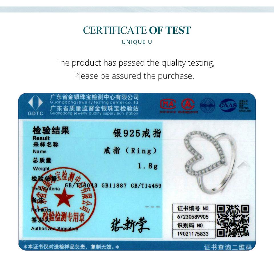 Bisaer 925 Sterling Silver Simple Heart-shaped Finger Ring for Women Anniversary Valentine's Day Gift Cubic Zirconia Jewelry