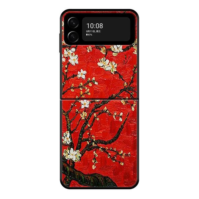 Husă Van Gogh Art Retro Plum Blossom pentru Samsung Galaxy Z Flip 4 Z Flip3 5g Husă pentru Galaxy Z Flip Pc Hard Phone Shell Capa