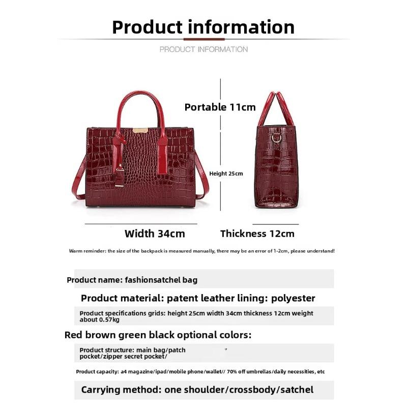 Damen Umhängetasche Krokodilmuster Große Kapazität Crossbody Handtasche für Frauen