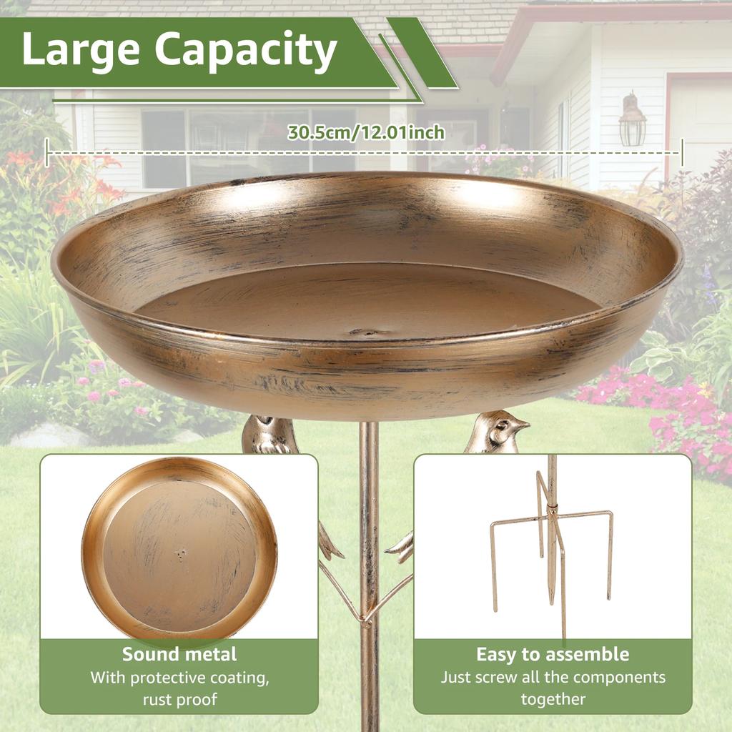 Bird Feeder Standing Bath Iron Large Capacity Outdoor Bird Bath Tub With 5 Pronged Base Garden Decoration Bird Feeding Water