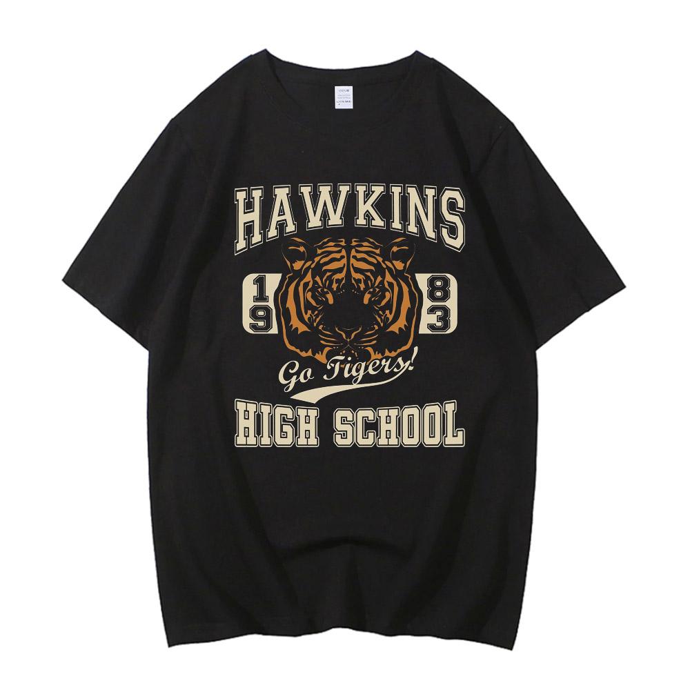 High Quality Cotton Hawkins Demogorgon T-shirt Anime Black T Shirt Cartoon Short Sleeve Harajuku Tshirt Women Men