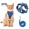 Katzengeschirr und Leine zum Spazierengehen, verstellbares, ausbruchsicheres Katzenwestengeschirr mit Reflektorstreifen für mittelgroße und große Kätzchen