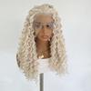 Platinum Blonde Curly Wig 13x4 Long Deep Curly Synthetic Lace Front Wigs for Women Glueless Heat Resistant Fiber Daily Cosplay