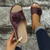 Womens Low Heel Sandals Size 8 Ladies Fashion Solid Color Cutout Leather Flower Open Toe Wedge Platform Sandals For Woman
