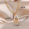 Luxury Female Crystal White Blue Zircon Stone Hand Pendant Necklace Vintage Gold Color Wedding Jewelry For Women