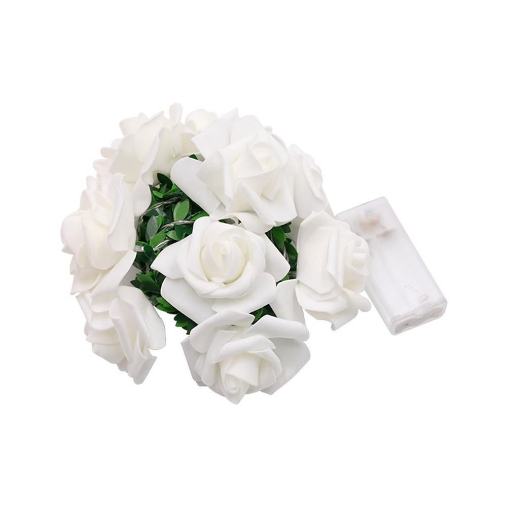 

Белая роза гирлянда свадебный искусственный ротанг домашний декор своими руками зеленый лист светодиодная лампа гирлянда сказочные гирлянды роза цветок flower-1.5M 10LED