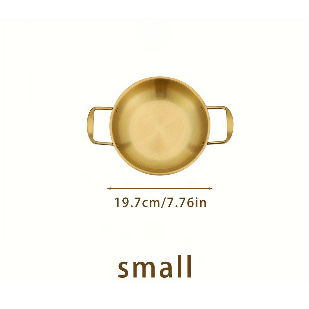 

Золотая нержавеющая сталь двухручная кастрюля три предмета многофункциональная кастрюля для приготовления пищи корейский стиль миска для лапши быстрого приготовления