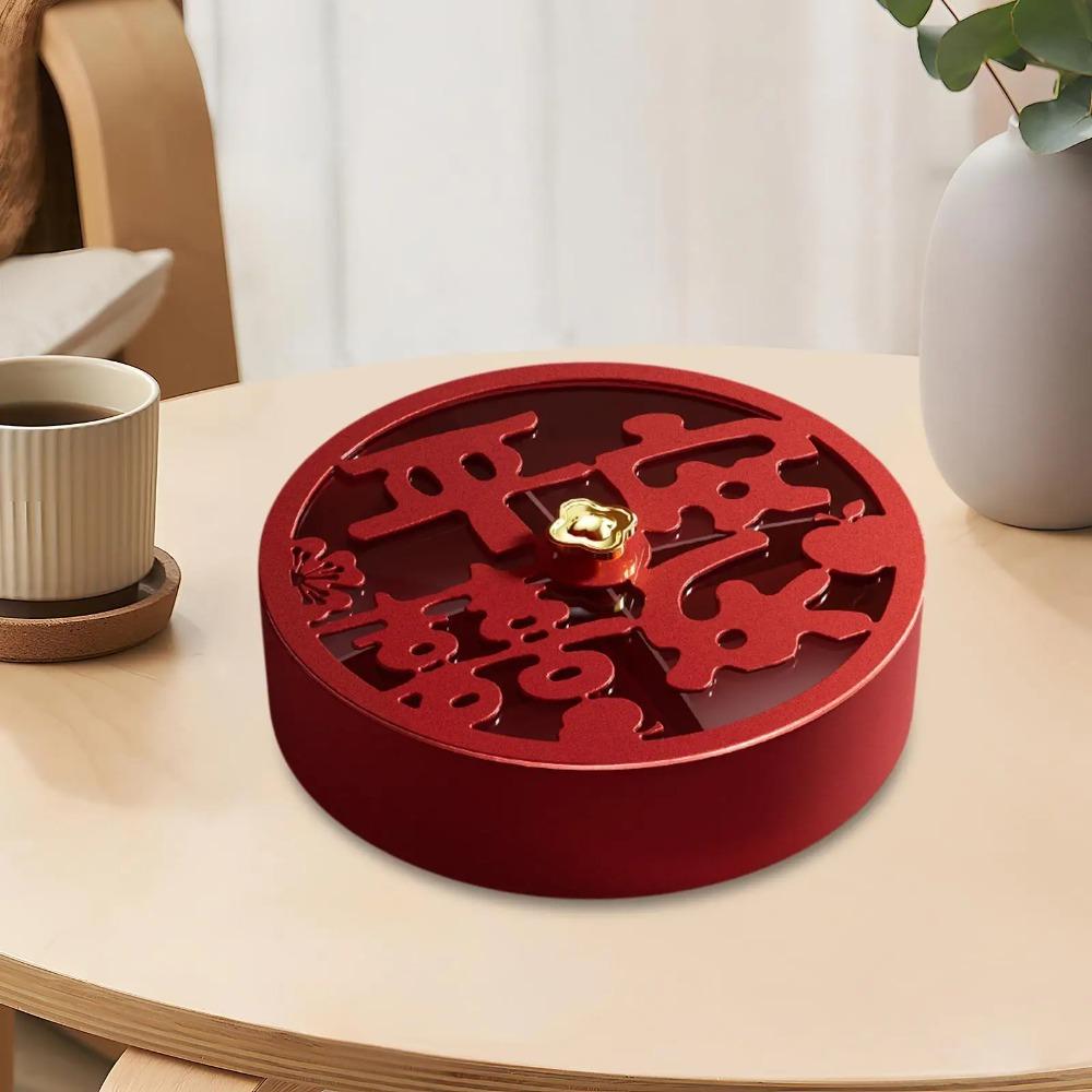 Divided Spring Festival Snack Serving Tray Traditional Chinese Style Nut Serving Bowl with Lid Round New Year Snack Platter