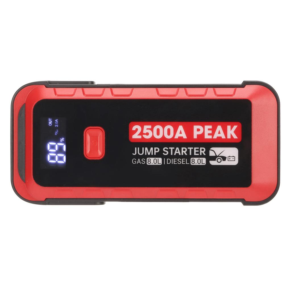Car Battery Jump Starter 2500A 25800mAh USB Fast Charge LCD Display Portable Jump Starter for 12V