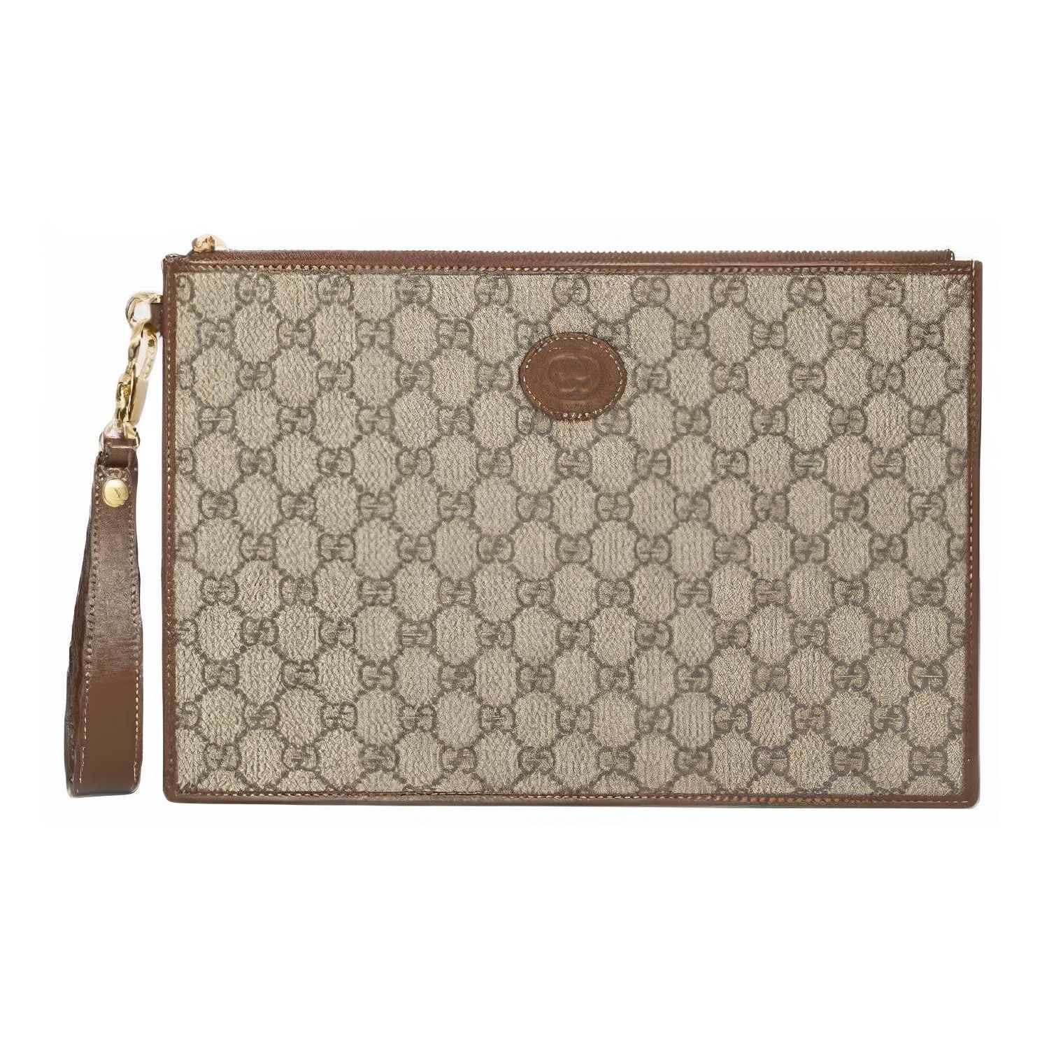 

Gucci Interlocking Logo Canvas And Leather Clutch Men clutch Ebony 672953-92TCG-8563 Basic Set (Bag+Dust Bag)