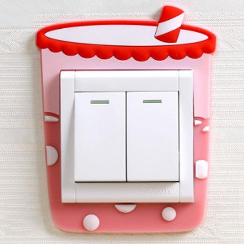 3D Switch Stickers Silicone Wall Sticker Luminous Cactus Plant Protective Cover for Switch Socket Cartoon Home Decoration