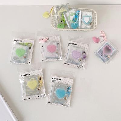 32 Pockets Po Album 2 Inch Love Heart Hollow Picture Storage Case Keychain Kpop Card Binder Name Card Book Pocard Holder