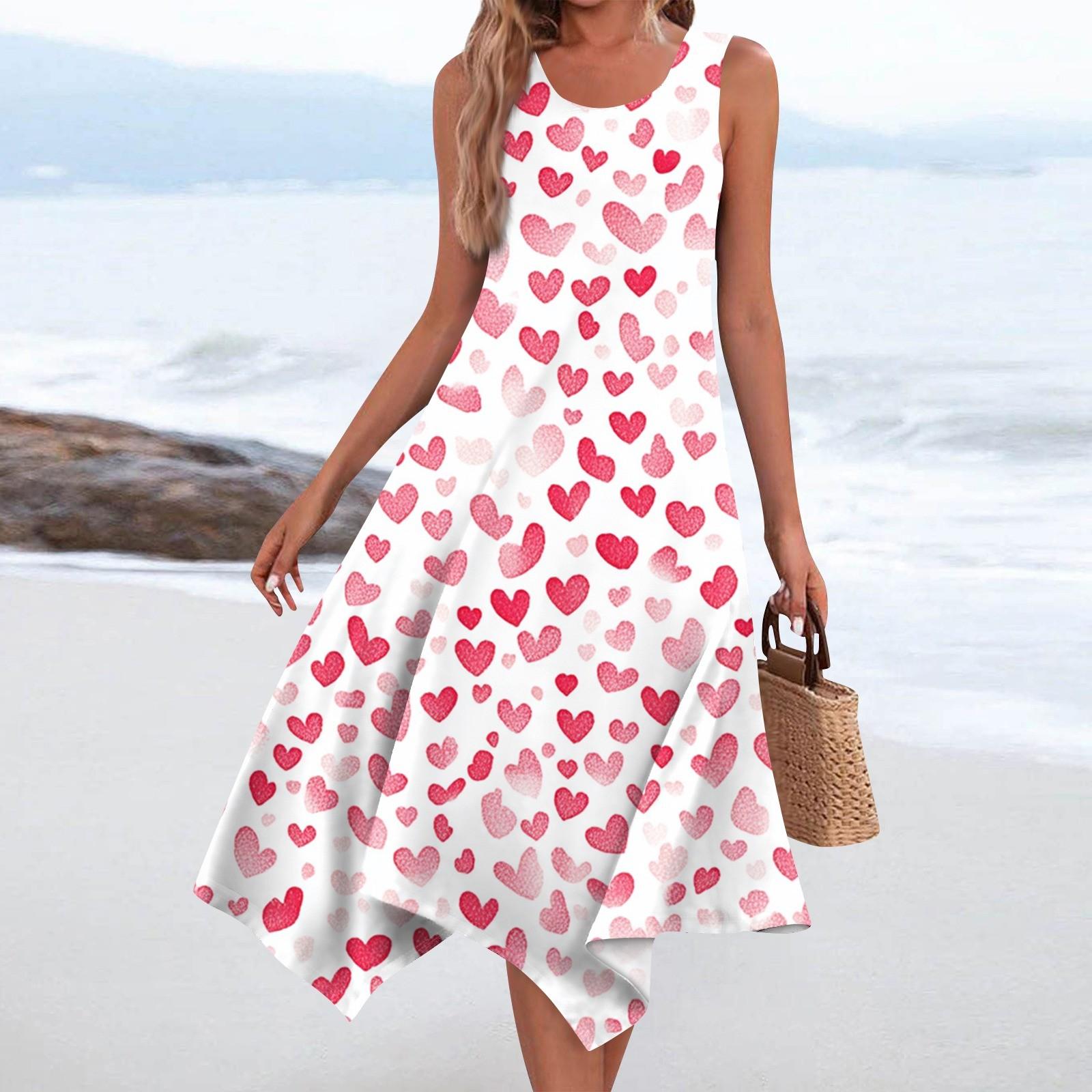 

Женское повседневное модное платье миди без рукавов с круглым вырезом и нерегулярным подолом S