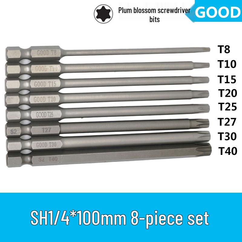 Premium Magnetic 1/4 Hex Star Screwdriver Bit Set - Sizes T5 to T40