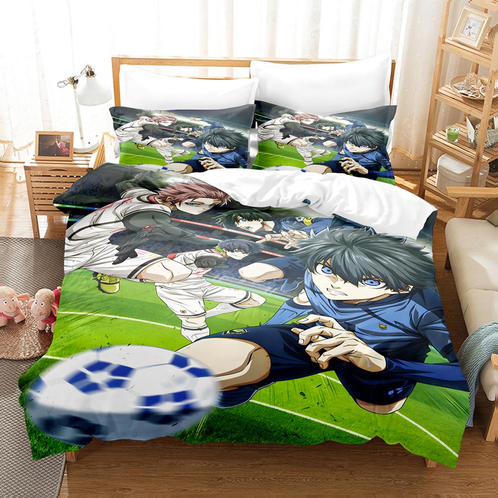 Blue Lock Bedding Set Hot Anime Duvet Cover Set with Pillowcases King Queen Twin Double Size Comforter Cover Set For Home Decor