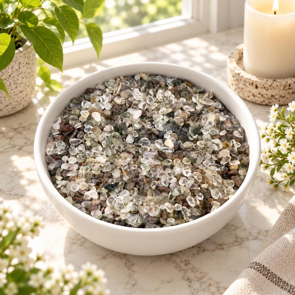 5mm-7mm Green Phantom Quartz Crystal Chips Polished Gemstone Gravel for Jewelry Making Resin Art DIY Crafts and Home Decoration