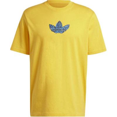 adidas Originals Training Supply Logo Print Loose Fit Crew Neck Short Sleeve T-Shirt Men Tops Yellow IZ2572
