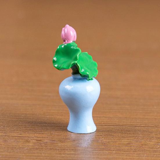 4Pcs Mini Vase Ornament Healing Mini Garden Stress Relief Partner Resin Bouquet Desktop Narrative Sense Decor