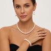 Fashion Pearl Necklace Bracelet Earrings Three-piece Light Luxury Versatile Clavicle Chain Classic Cheongsam Coat Accessories